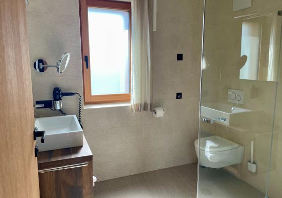 Modern bathroom with a floor-level shower