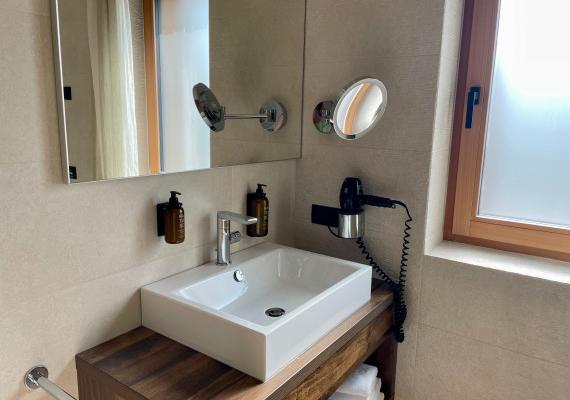 Modern bathroom with a floor-level shower