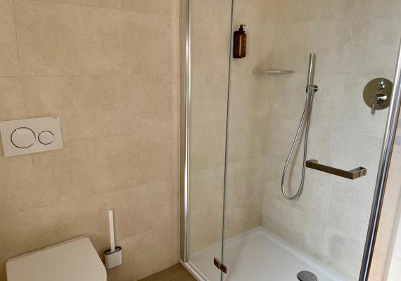 Modern bathroom with a floor-level shower